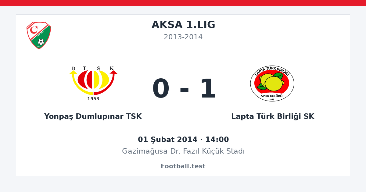 Yonpaş Dumlupınar TSK - Lapta Türk Birliği SK 0 - 1 paylaşım kartı