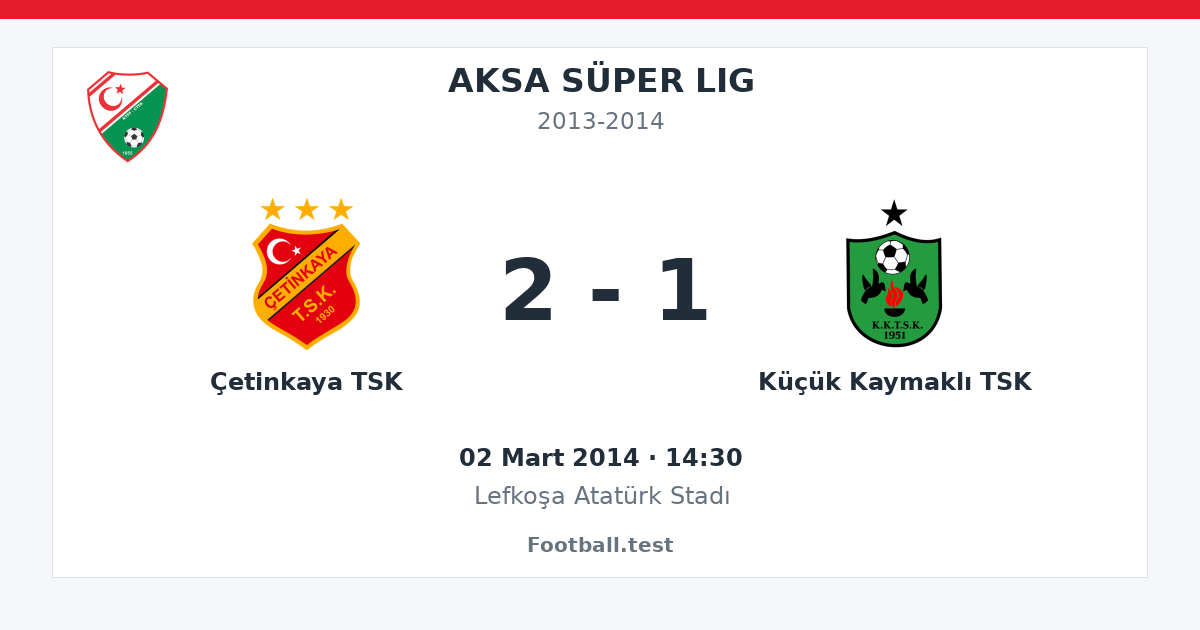 Çetinkaya TSK - Küçük Kaymaklı TSK 2 - 1 paylaşım kartı