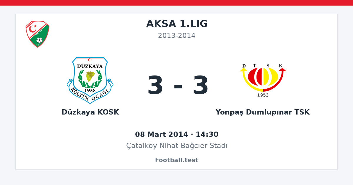 Düzkaya KOSK - Yonpaş Dumlupınar TSK 3 - 3 paylaşım kartı