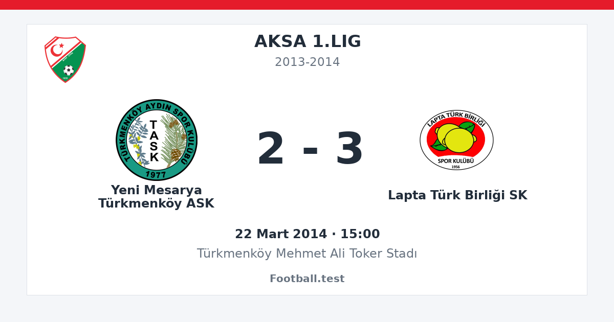 Yeni Mesarya Türkmenköy ASK - Lapta Türk Birliği SK 2 - 3 paylaşım kartı