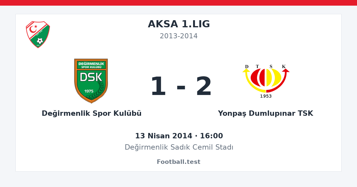 Değirmenlik Spor Kulübü - Yonpaş Dumlupınar TSK 1 - 2 paylaşım kartı