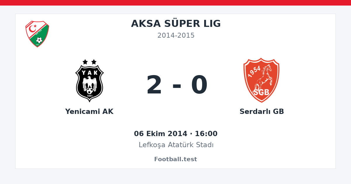 Yenicami AK - Serdarlı GB 2 - 0 paylaşım kartı
