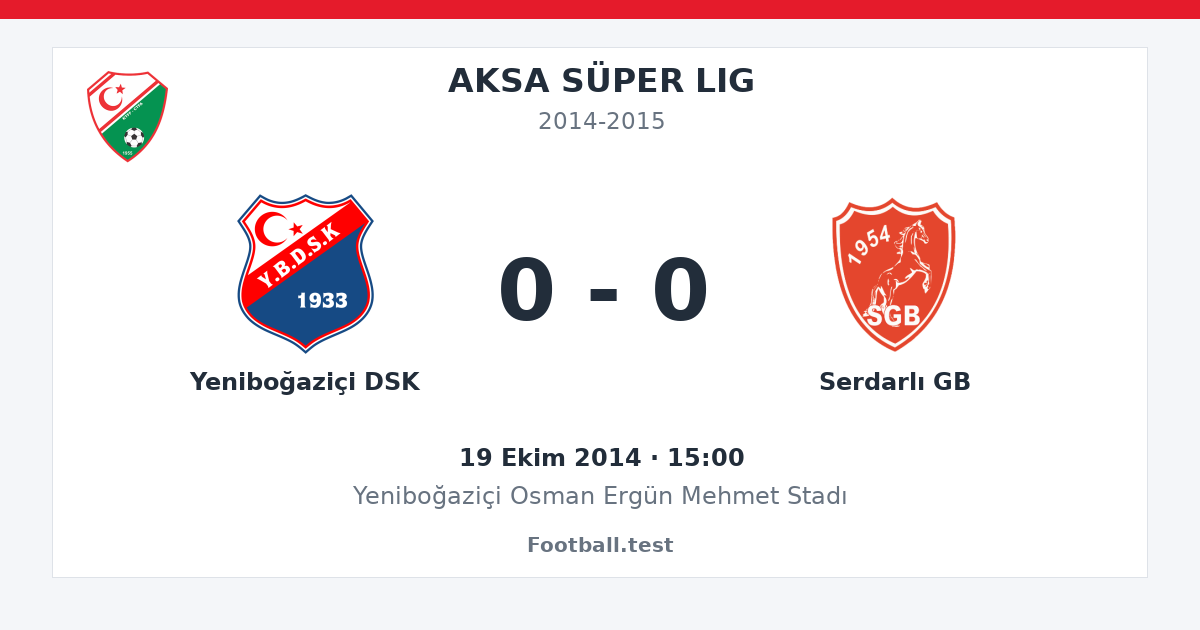 Yeniboğaziçi DSK - Serdarlı GB 0 - 0 paylaşım kartı