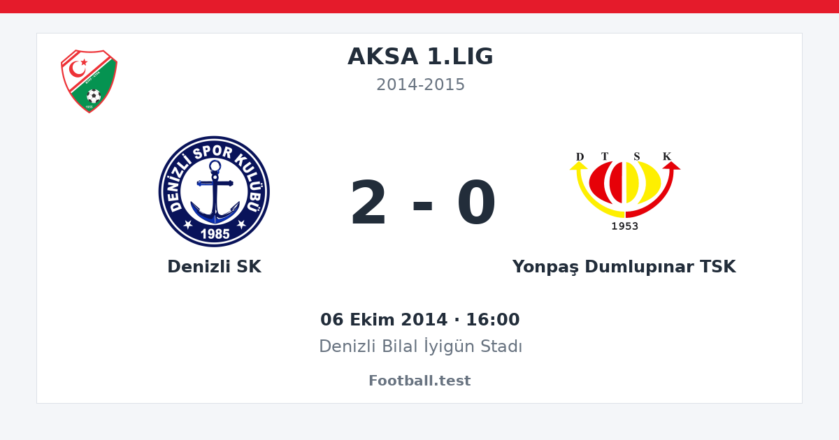 Denizli SK - Yonpaş Dumlupınar TSK 2 - 0 paylaşım kartı
