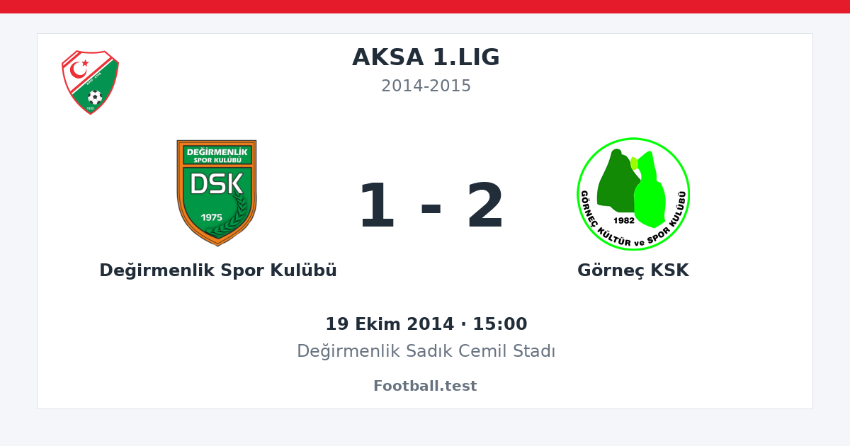 Değirmenlik Spor Kulübü - Görneç KSK 1 - 2 paylaşım kartı