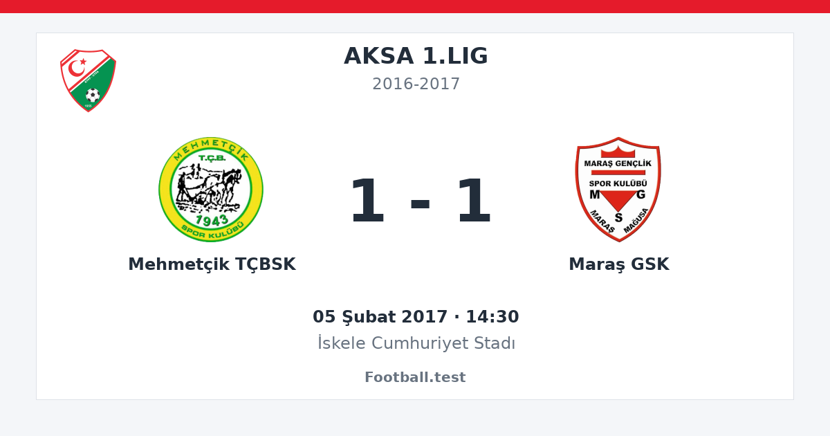 Mehmetçik TÇBSK - Maraş GSK 1 - 1 paylaşım kartı